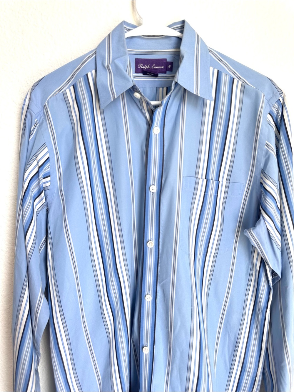 RALPH LAUREN Purple Label Men's Striped Button‎ Down cotton Shirt Size Medium - Picture 4 of 17